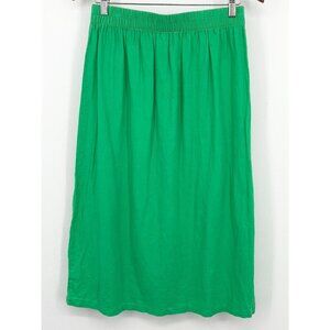 Anko A-line Midi Skirt Elastic Waist Side Slit Size 12 Womens Green EUC